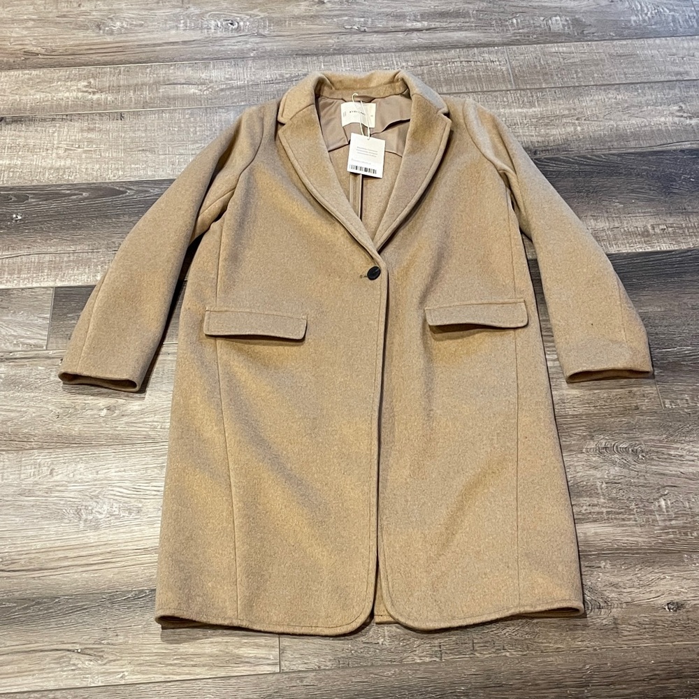 Everlane Tan Single-Button Wool Blend Long Coat